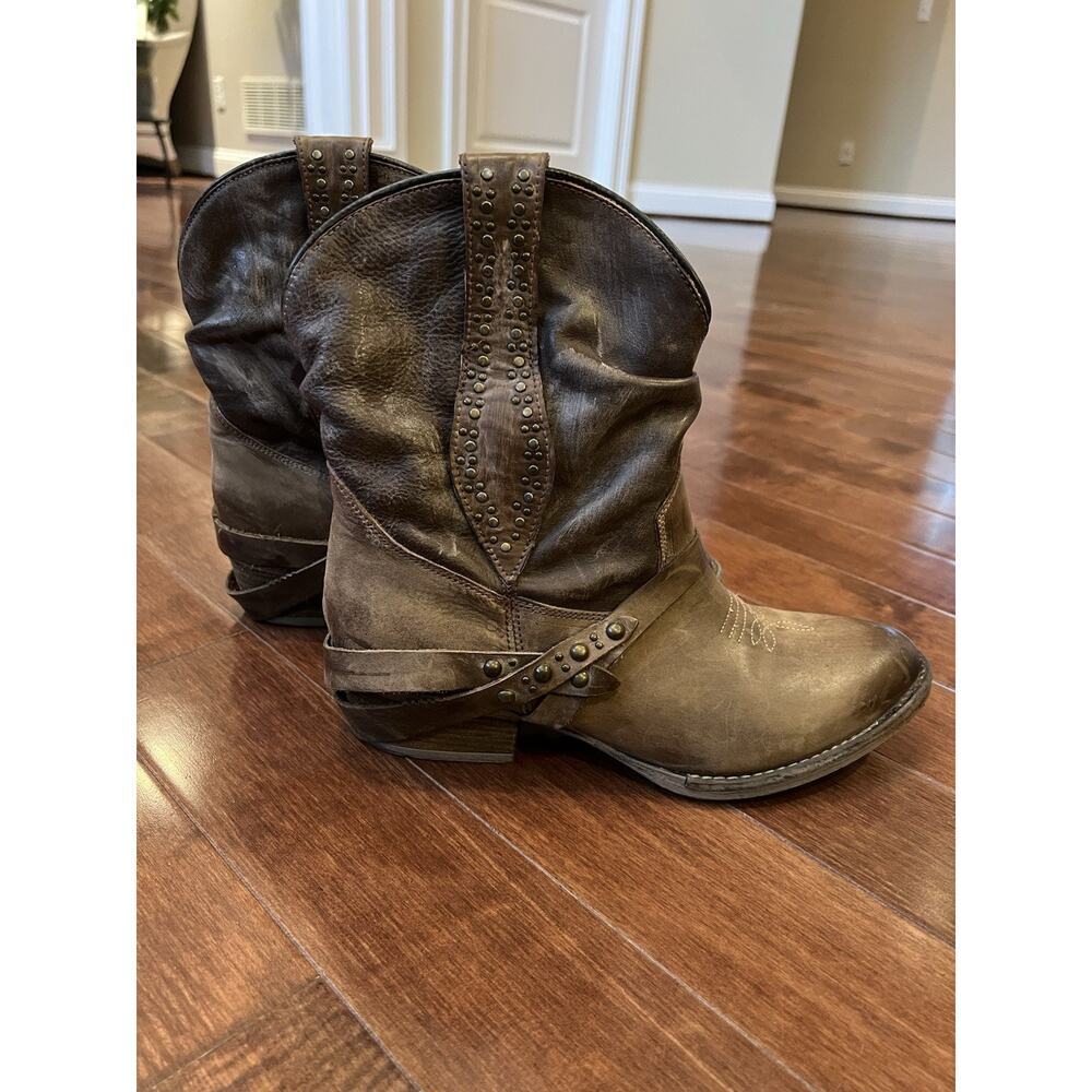 Circle‎ G Slouch & Stud Western Boot Brown Womens Size US 9